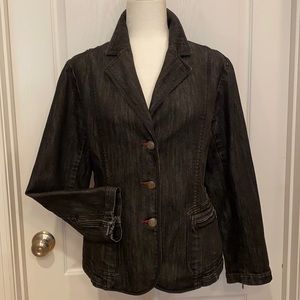 Chico’s Platinum Black Denim Blazer